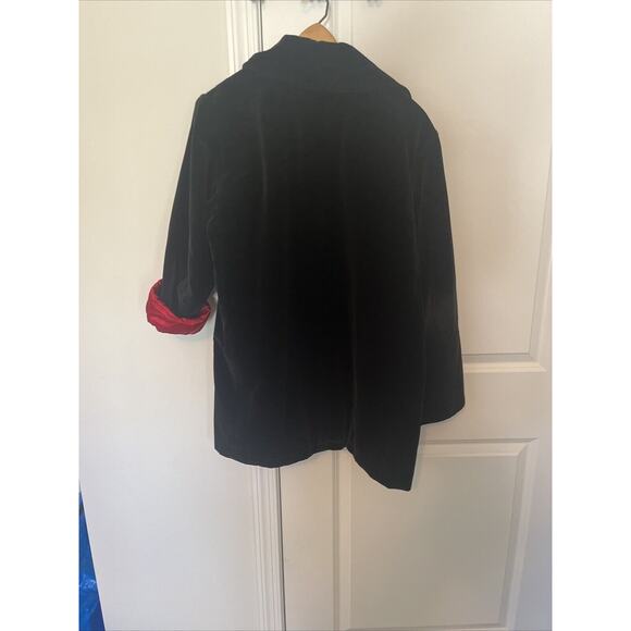 Anne Klein II Black Velvet 4 Button Petco’s With Red Satin Lining. Womens Size L - Picture 9 of 11